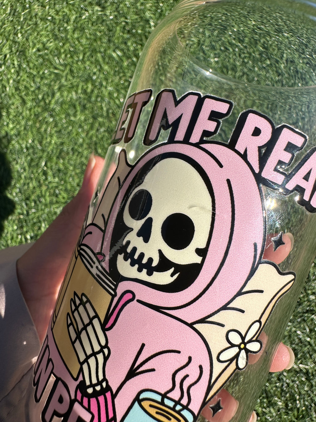 READ IN PEACE - 16OZ ICED COFFEE GLASS CAN (little crack in design)
