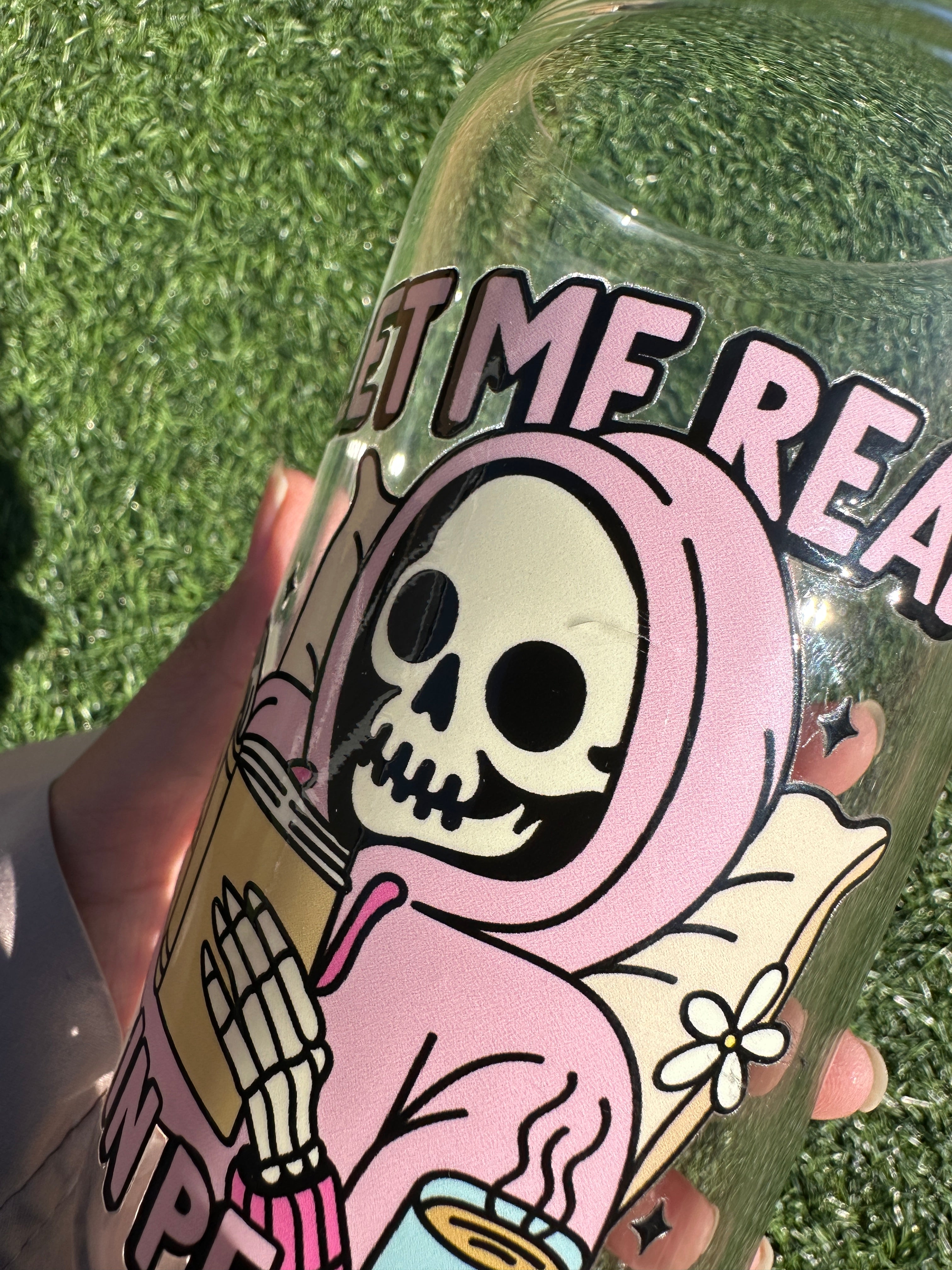 READ IN PEACE - 16OZ ICED COFFEE GLASS CAN (little crack in design)