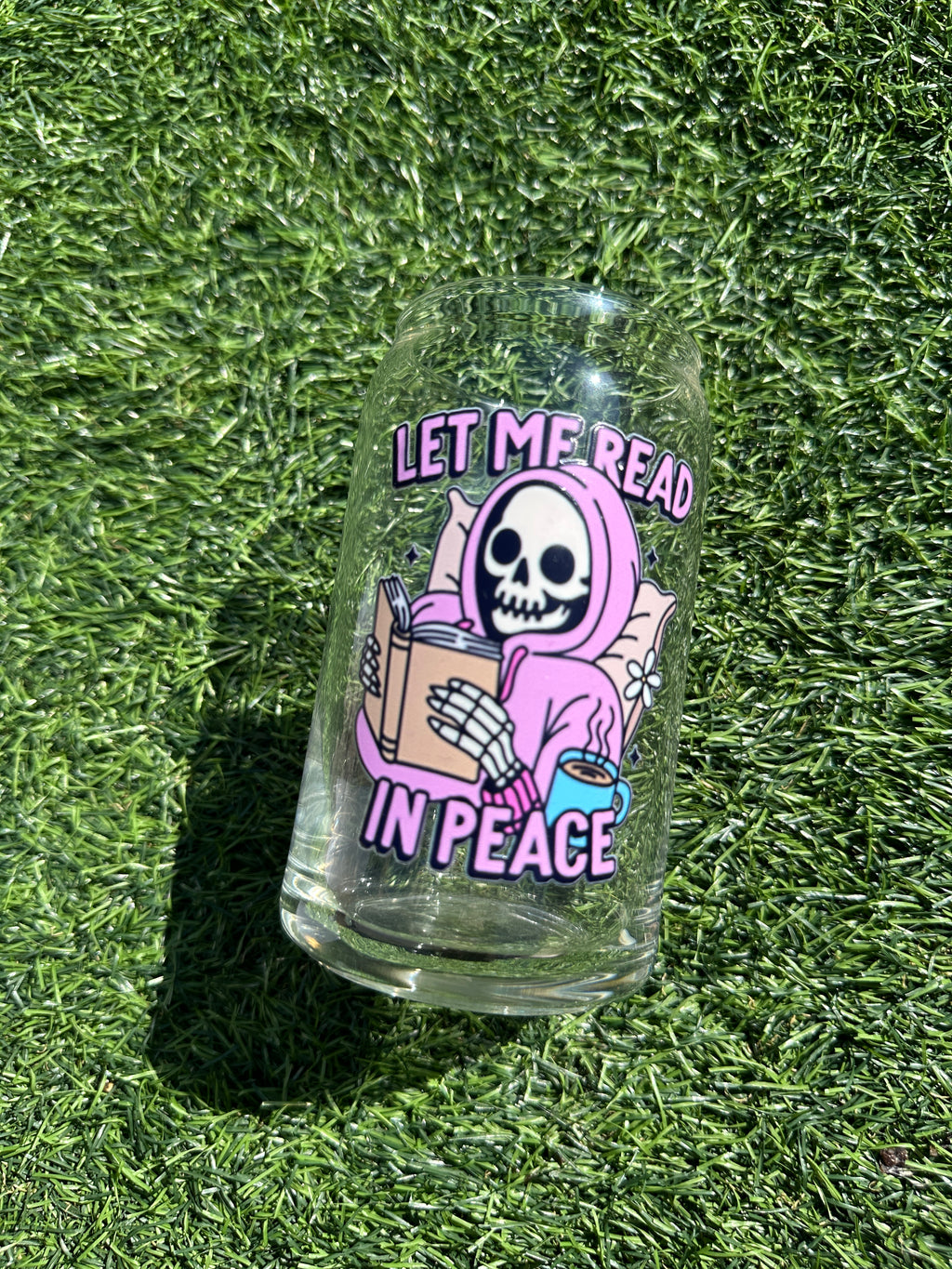 READ IN PEACE - 16OZ ICED COFFEE GLASS CAN