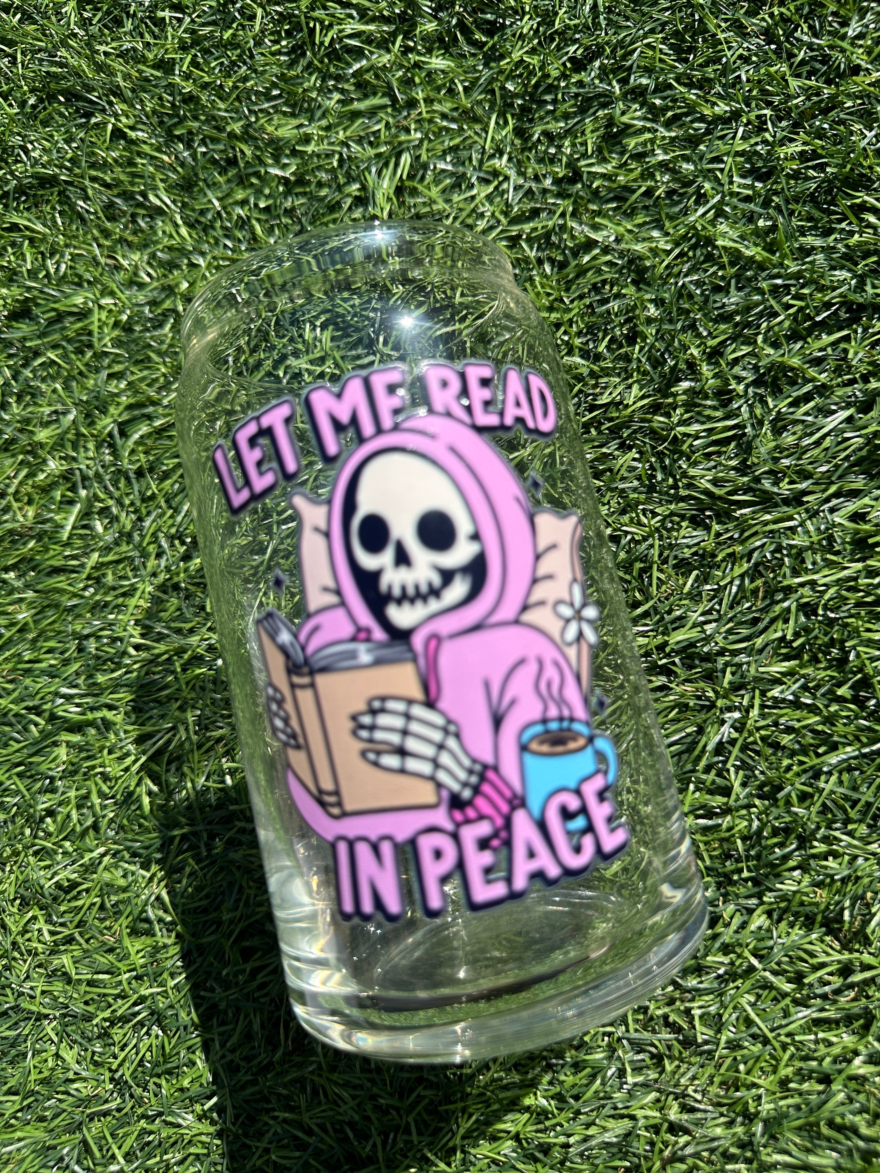 READ IN PEACE - 16OZ ICED COFFEE GLASS CAN