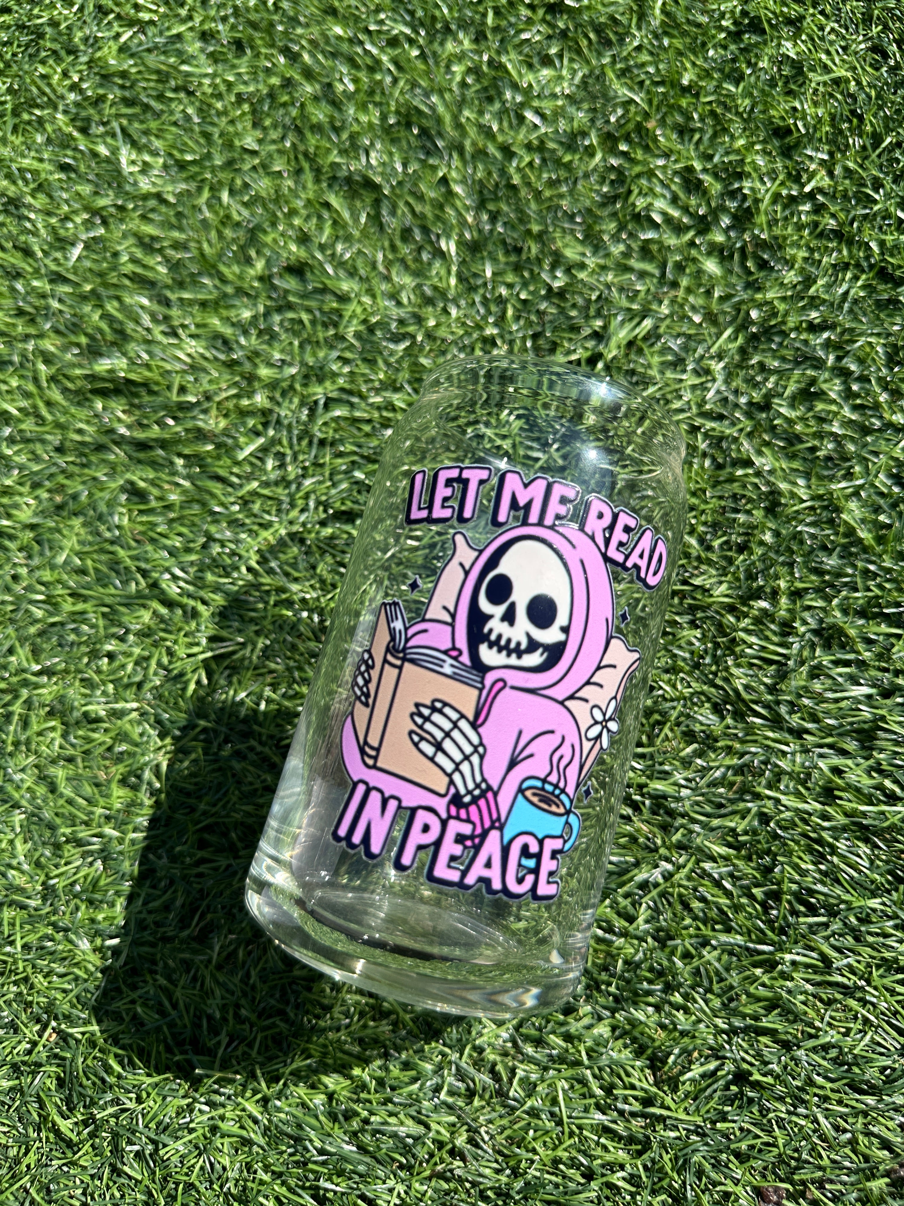 READ IN PEACE - 16OZ ICED COFFEE GLASS CAN