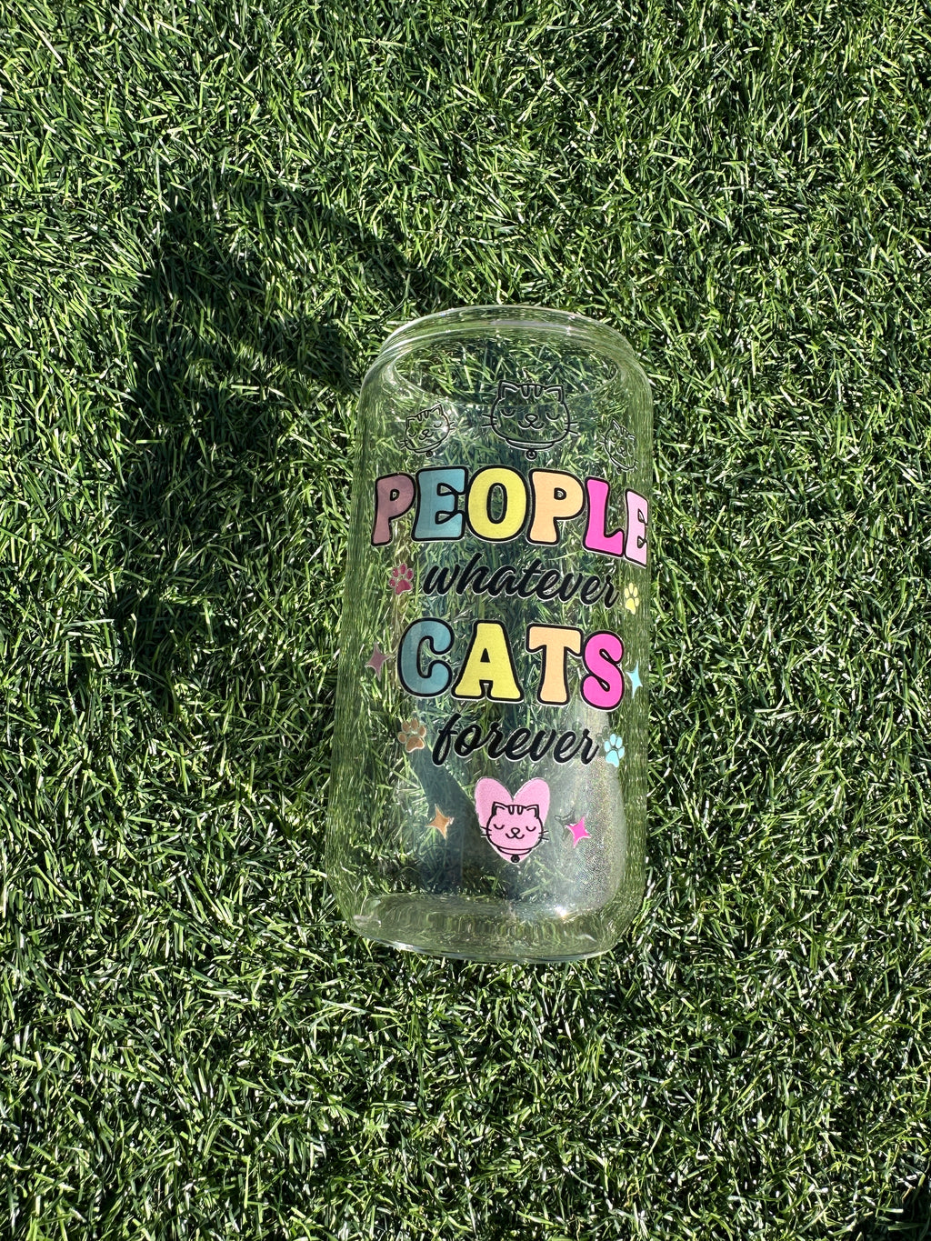CATS FOREVER - 16OZ ICED COFFEE GLASS CAN