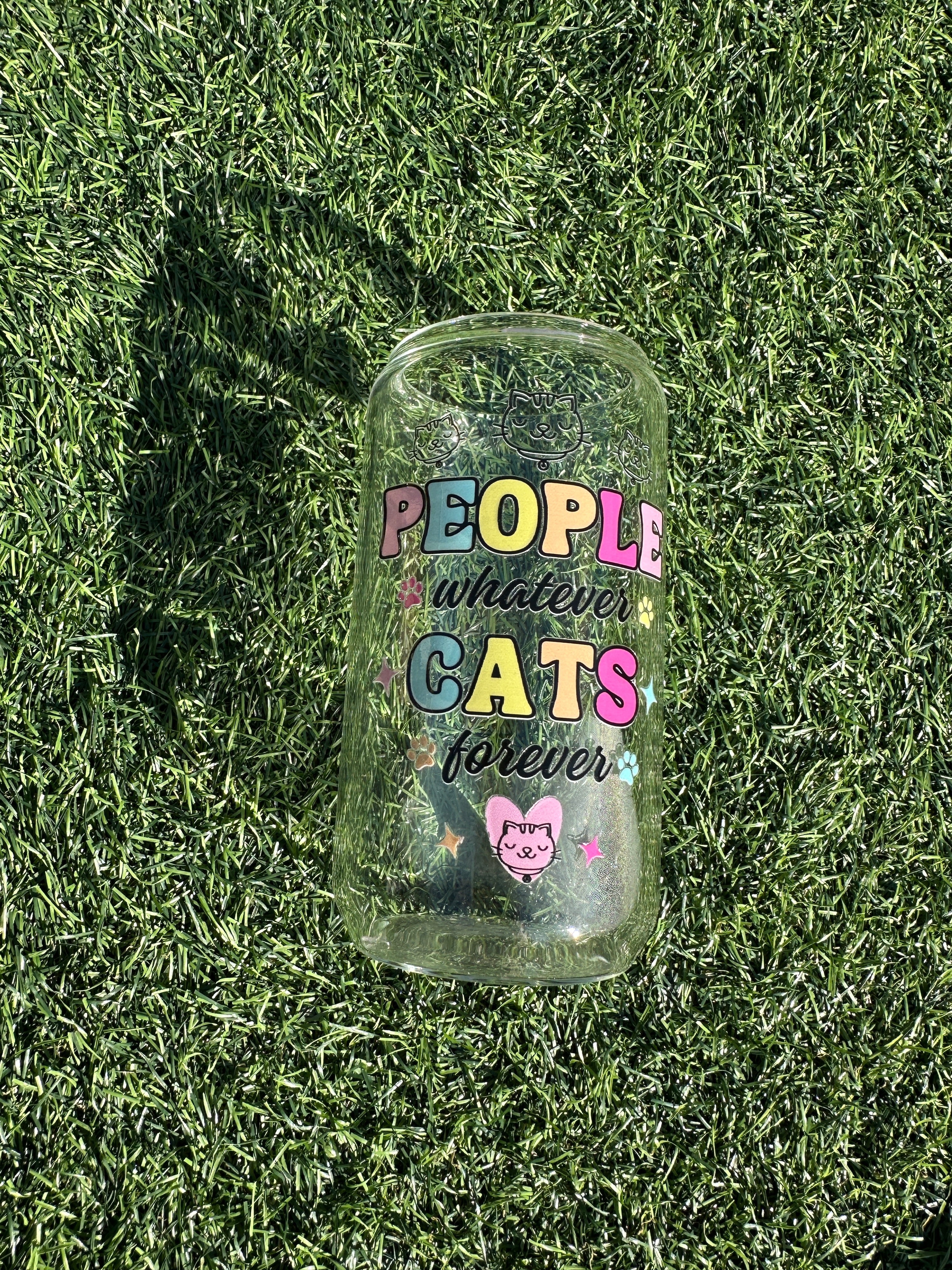 CATS FOREVER - 16OZ ICED COFFEE GLASS CAN
