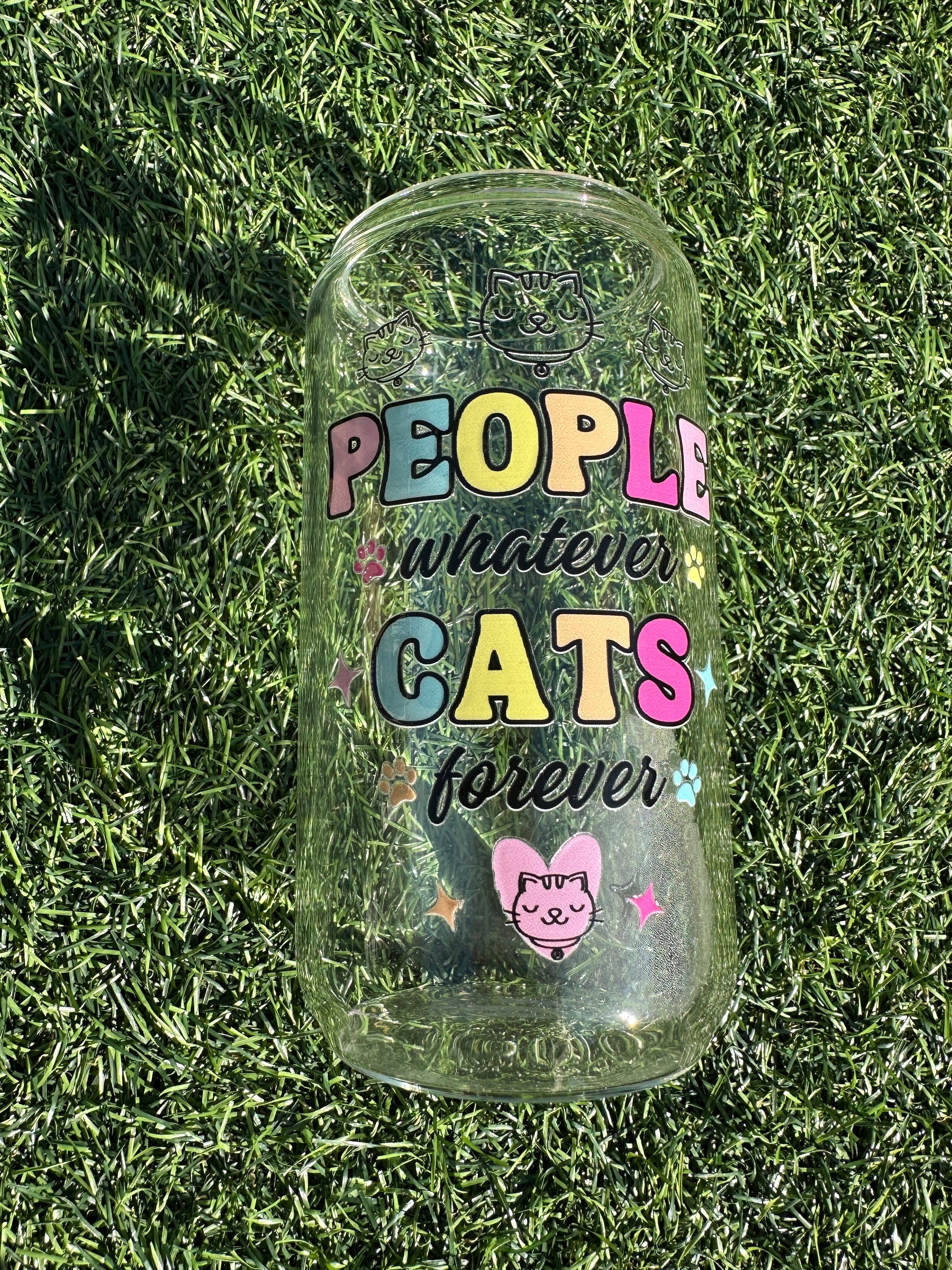 CATS FOREVER - 16OZ ICED COFFEE GLASS CAN