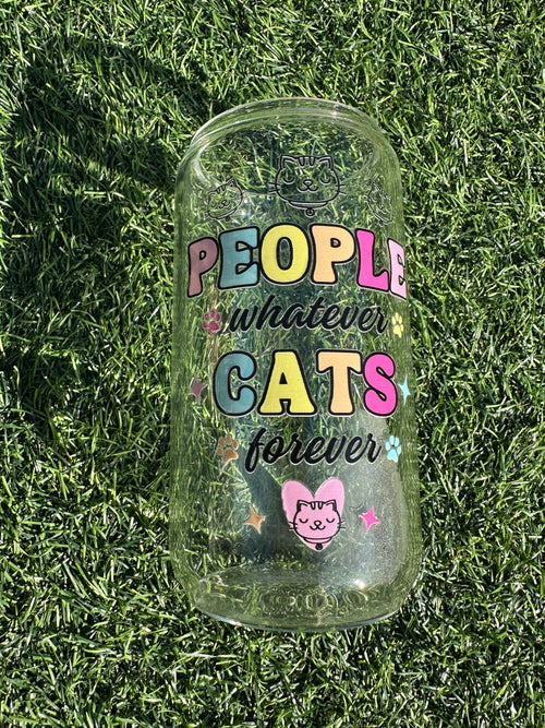 CATS FOREVER - 16OZ ICED COFFEE GLASS CAN