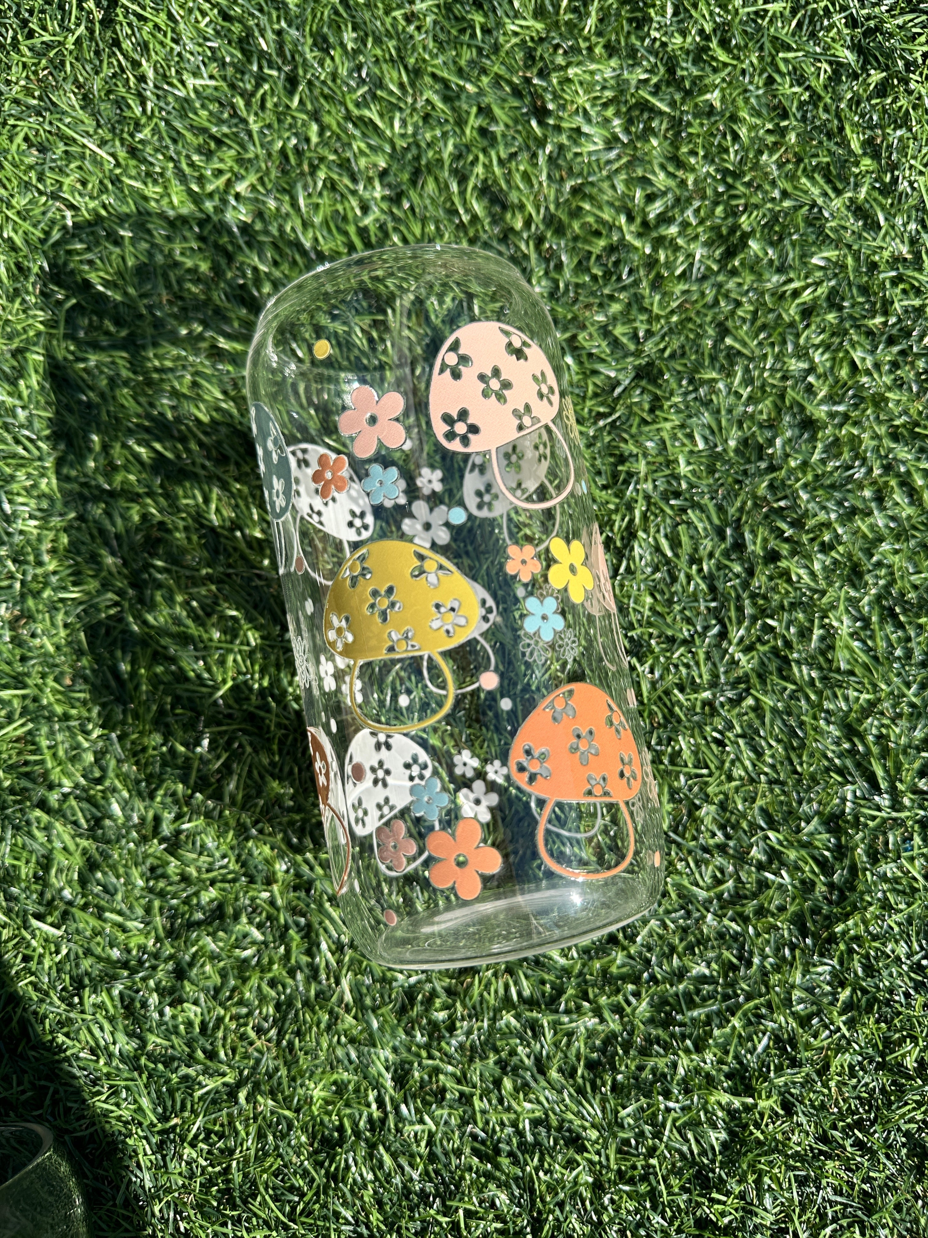 PASTEL MUSHROOMS - 16OZ ICED COFFEE GLASS CAN