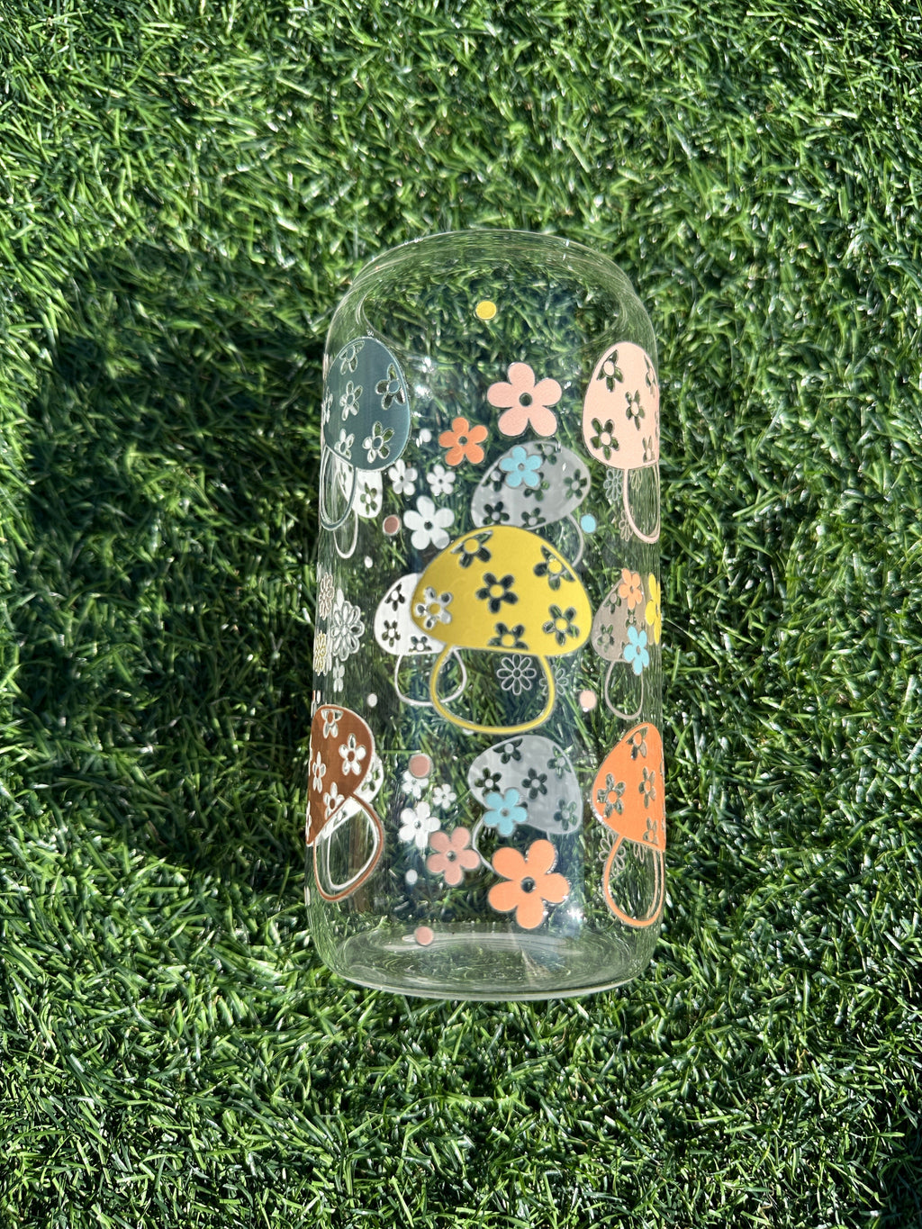 PASTEL MUSHROOMS - 16OZ ICED COFFEE GLASS CAN