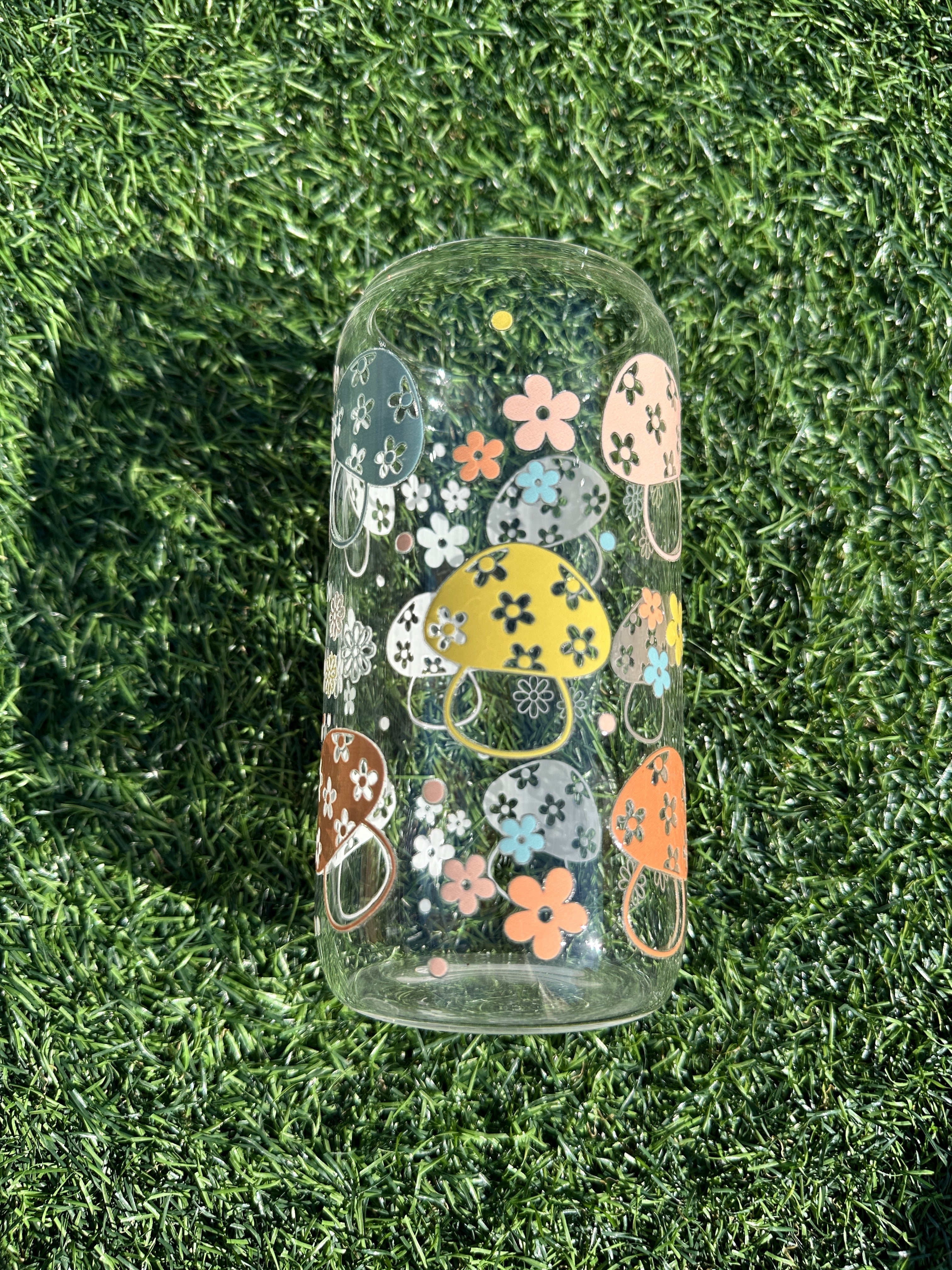 PASTEL MUSHROOMS - 16OZ ICED COFFEE GLASS CAN