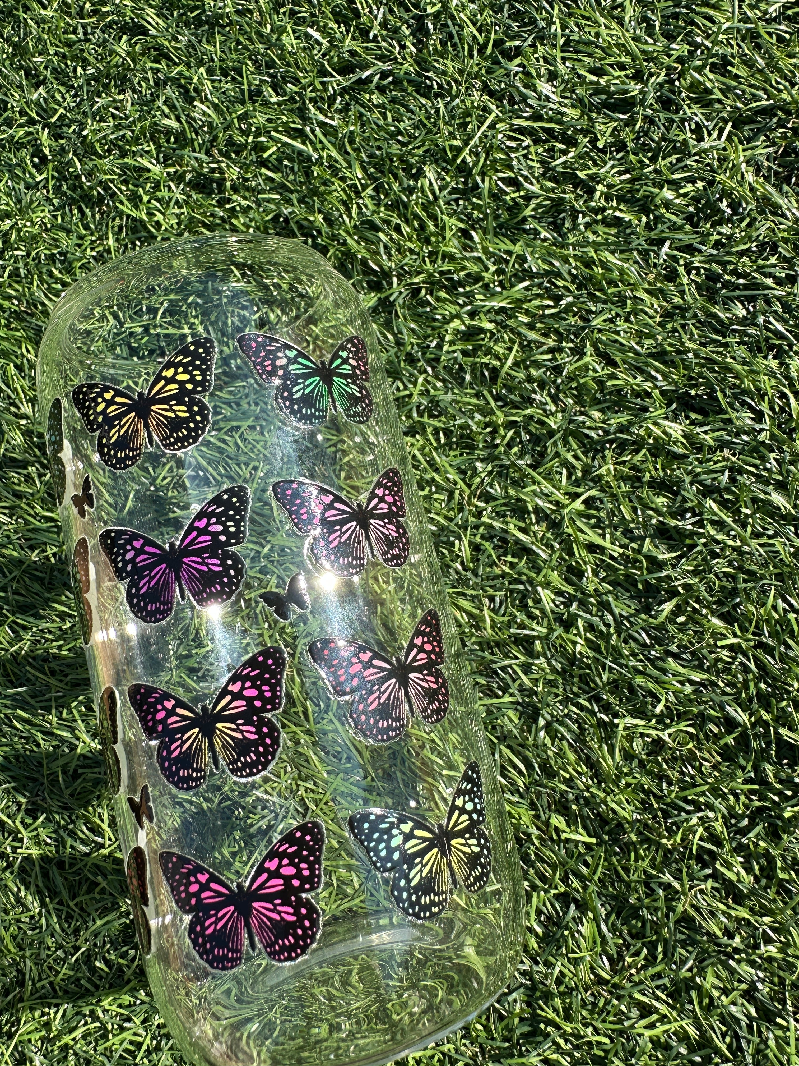 BUTTERFLIES - 16OZ ICED COFFEE GLASS CAN
