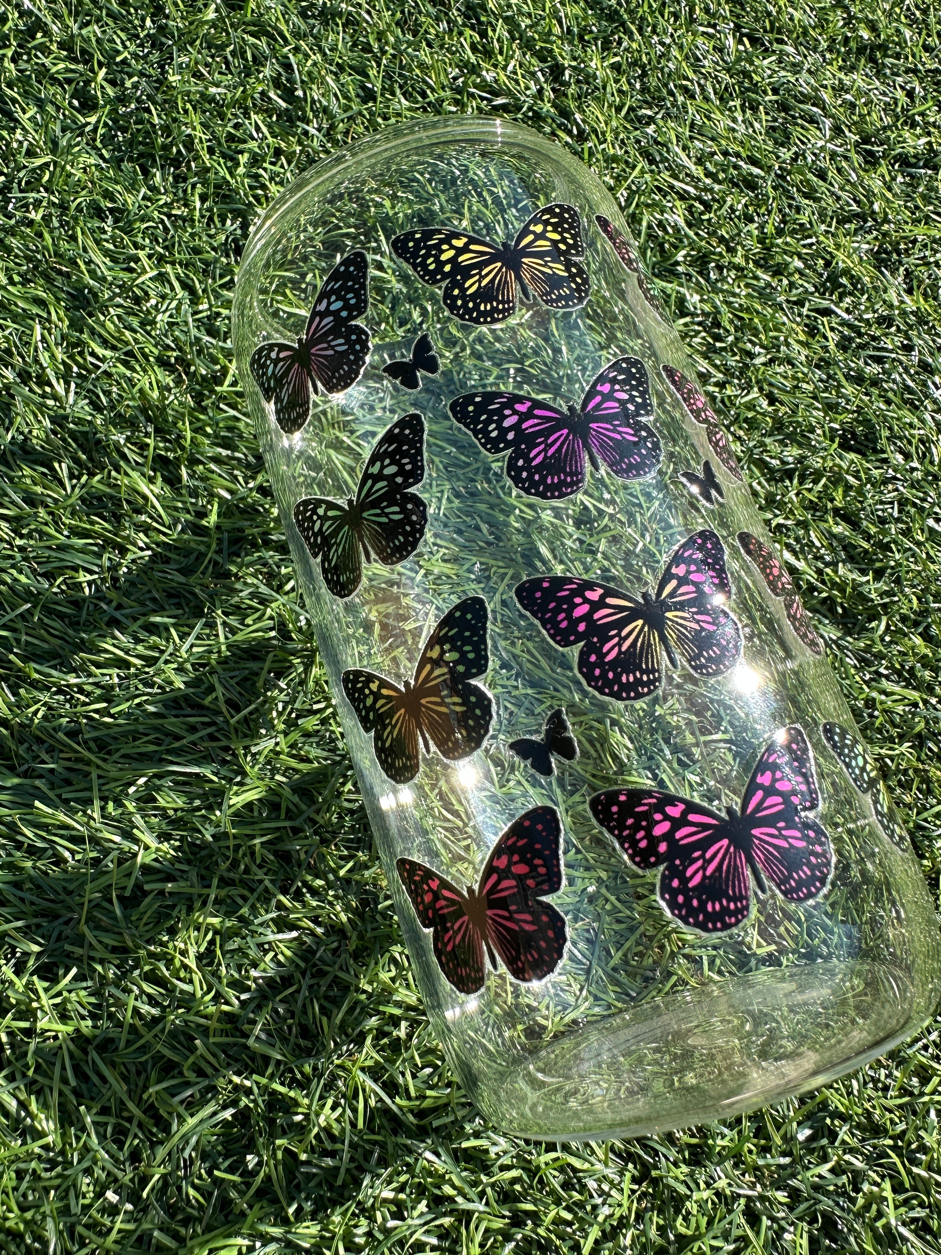 BUTTERFLIES - 16OZ ICED COFFEE GLASS CAN
