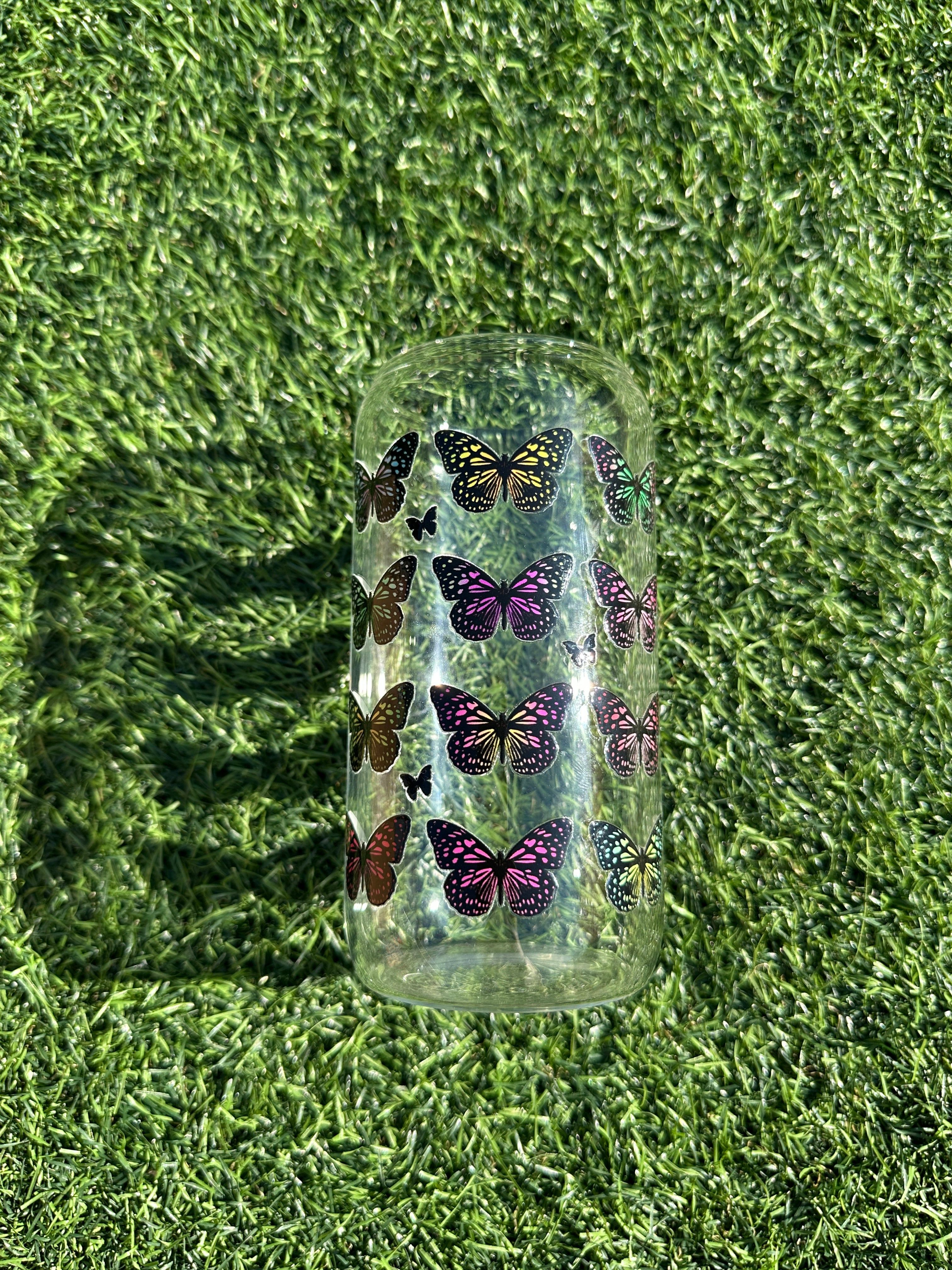 BUTTERFLIES - 16OZ ICED COFFEE GLASS CAN