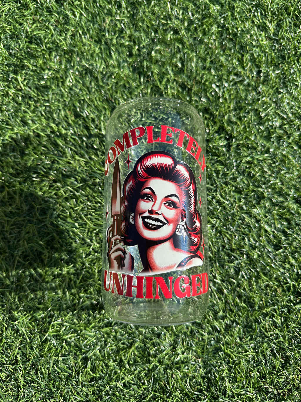 COMPLETELY UNHINGED - 16OZ ICED COFFEE GLASS CAN