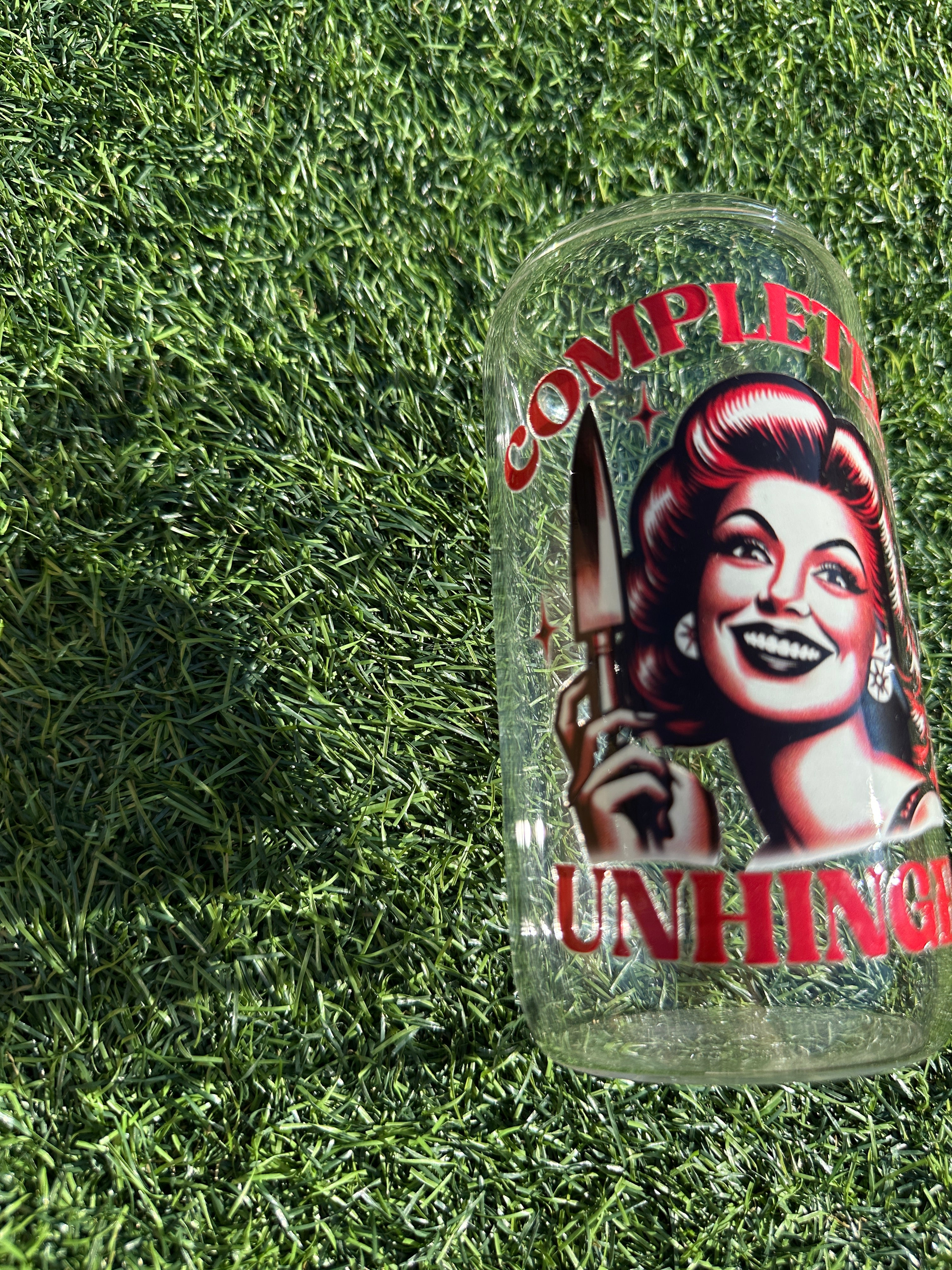 COMPLETELY UNHINGED - 16OZ ICED COFFEE GLASS CAN
