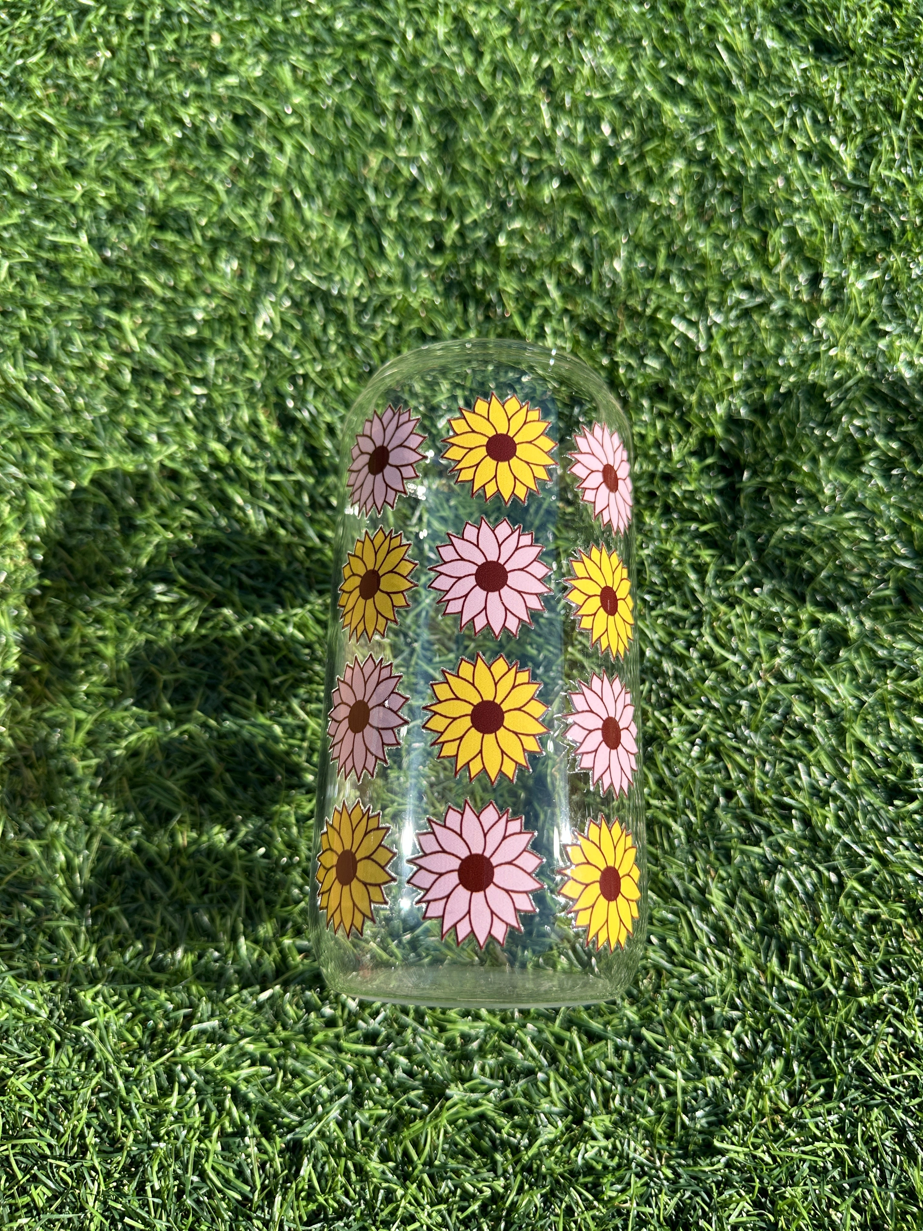 SUNFLOWERS - 16OZ ICED COFFEE GLASS CAN