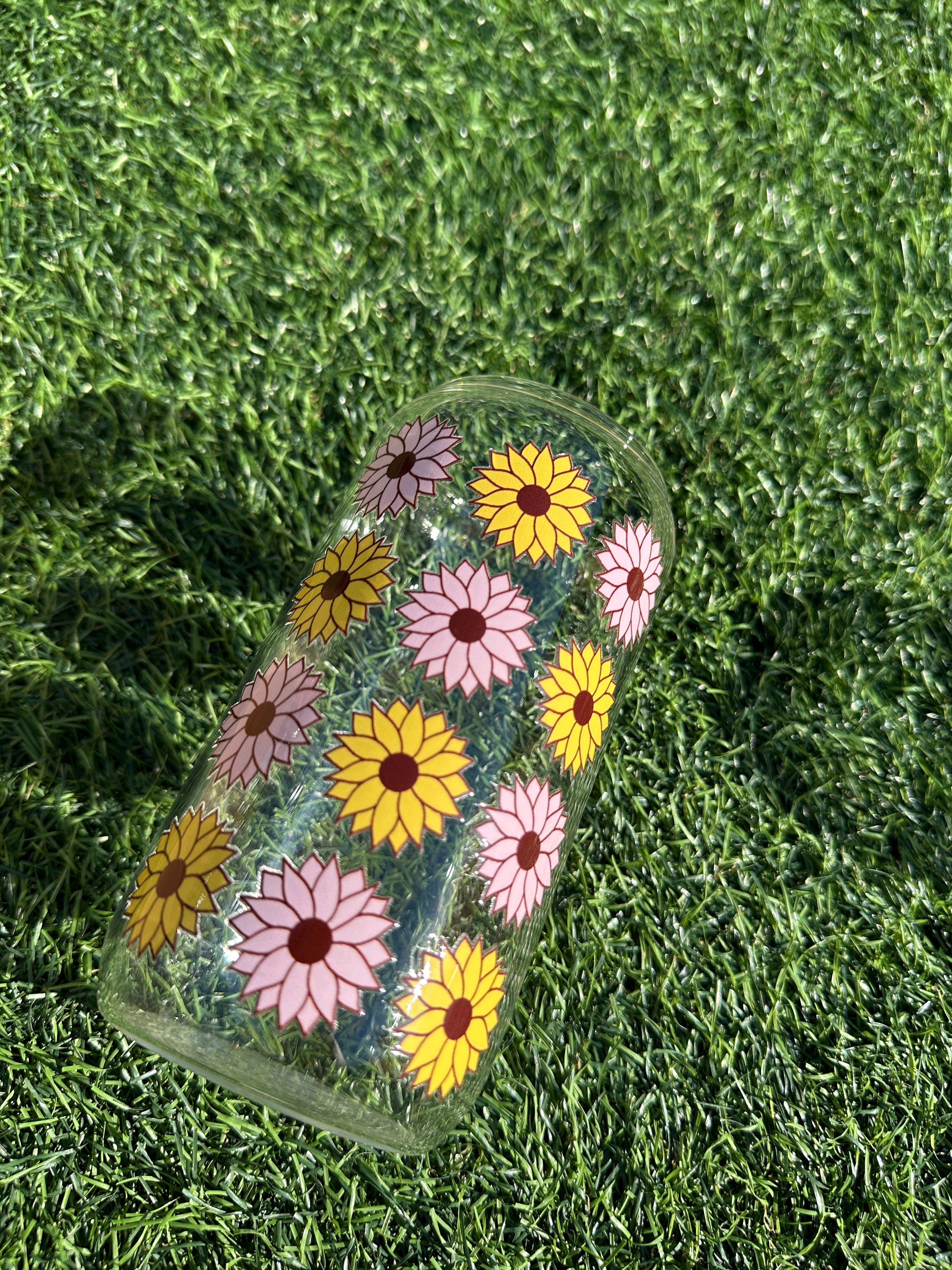 SUNFLOWERS - 16OZ ICED COFFEE GLASS CAN