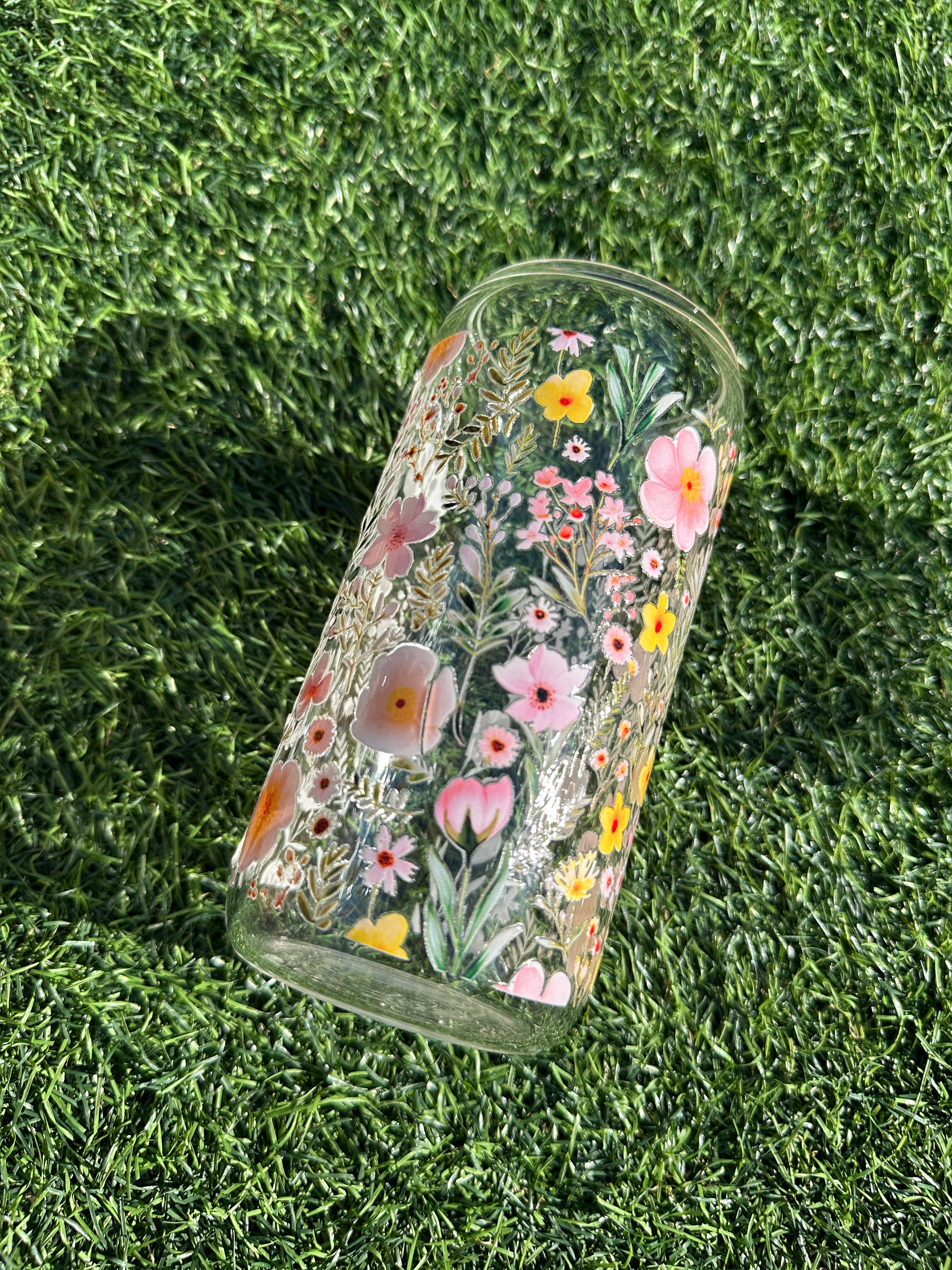 FLORAL - 16OZ ICED COFFEE GLASS CAN