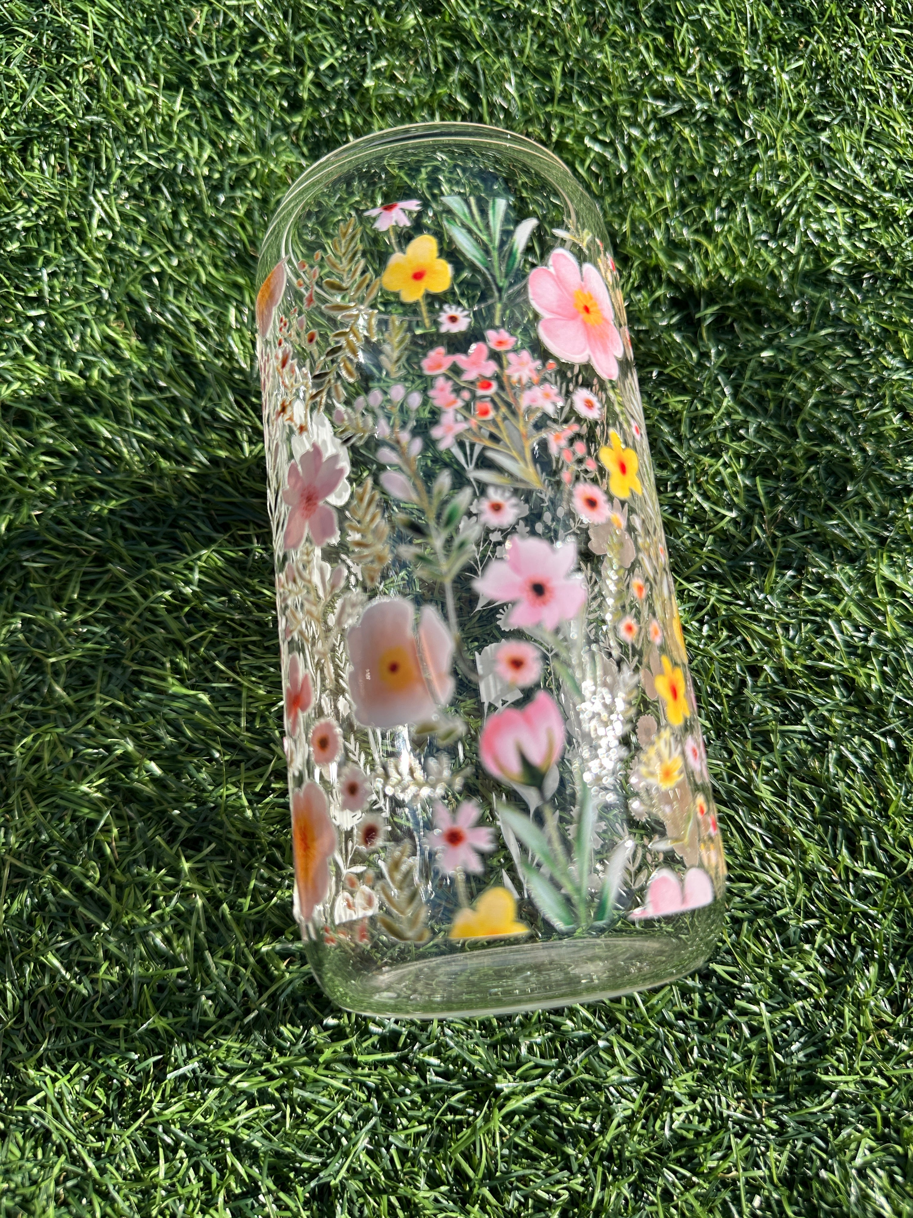 FLORAL - 16OZ ICED COFFEE GLASS CAN